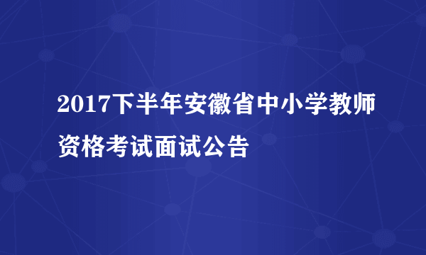 2017下半年安徽省中小学教师资格考试面试公告