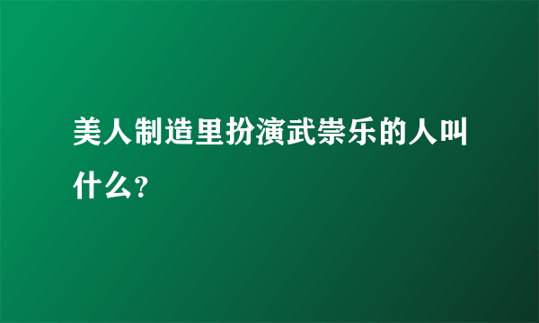 美人制造里扮演武崇乐的人叫什么？