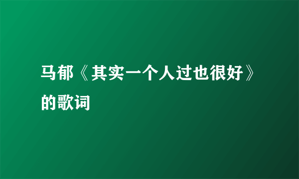 马郁《其实一个人过也很好》的歌词