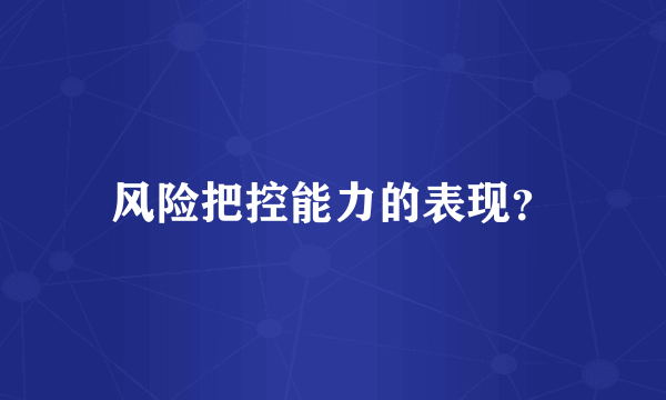 风险把控能力的表现？