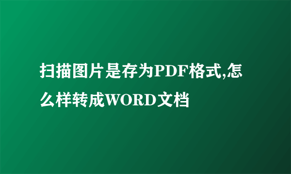 扫描图片是存为PDF格式,怎么样转成WORD文档