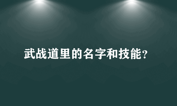 武战道里的名字和技能？