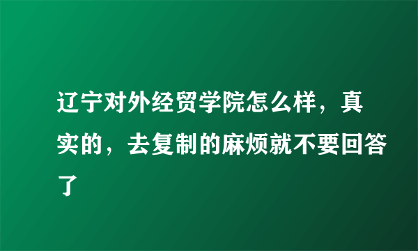 辽宁对外经贸学院怎么样，真实的，去复制的麻烦就不要回答了