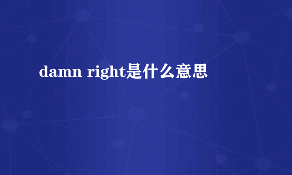 damn right是什么意思