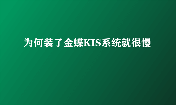 为何装了金蝶KIS系统就很慢