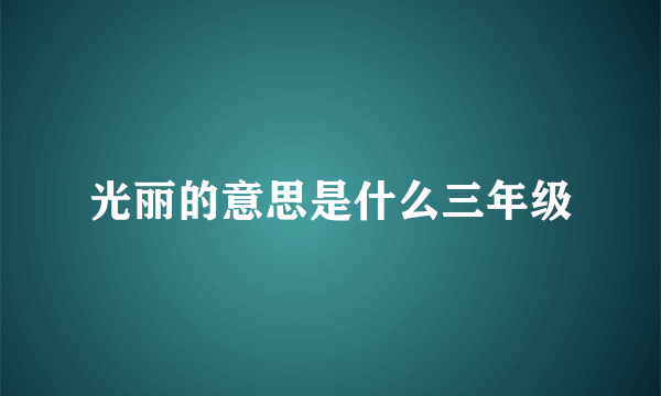 光丽的意思是什么三年级