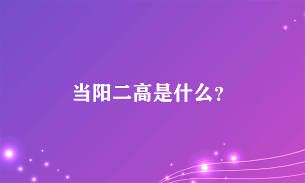 当阳二高是什么？