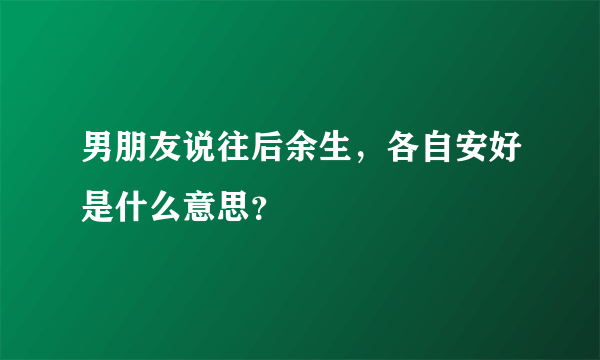 男朋友说往后余生，各自安好是什么意思？