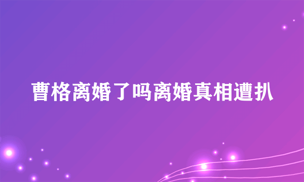 曹格离婚了吗离婚真相遭扒