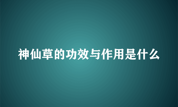 神仙草的功效与作用是什么