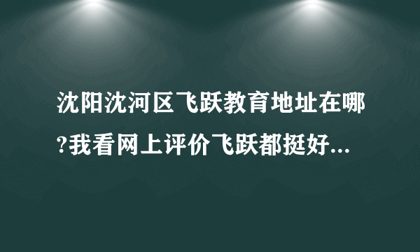 沈阳沈河区飞跃教育地址在哪?我看网上评价飞跃都挺好的。不知道实际怎么样啊？