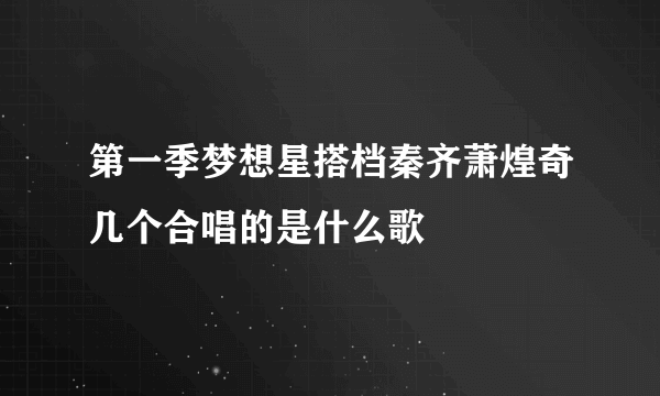 第一季梦想星搭档秦齐萧煌奇几个合唱的是什么歌