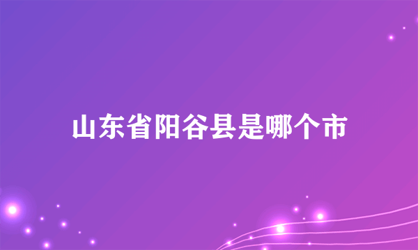 山东省阳谷县是哪个市