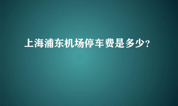 上海浦东机场停车费是多少？