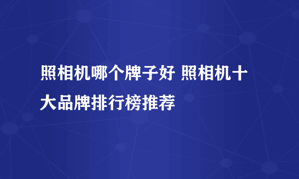 照相机哪个牌子好 照相机十大品牌排行榜推荐