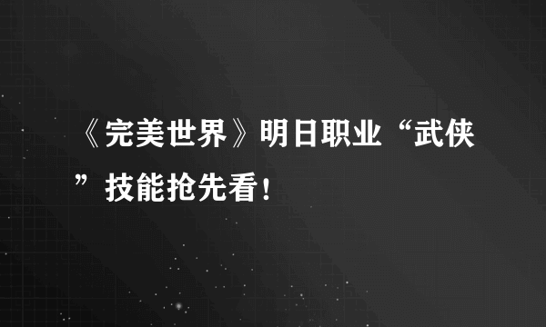 《完美世界》明日职业“武侠”技能抢先看！