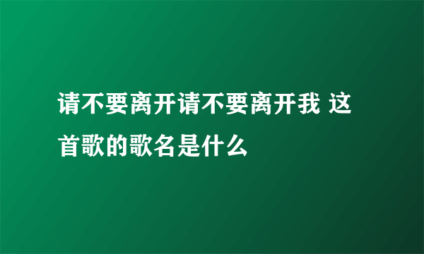 请不要离开请不要离开我 这首歌的歌名是什么