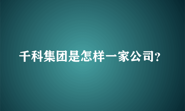 千科集团是怎样一家公司？