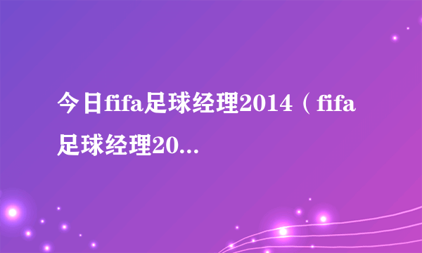 今日fifa足球经理2014（fifa足球经理2010/足球经理2010/冠军足球经理2010各有什么区别）