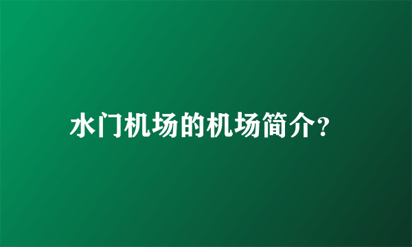 水门机场的机场简介？