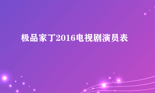 极品家丁2016电视剧演员表