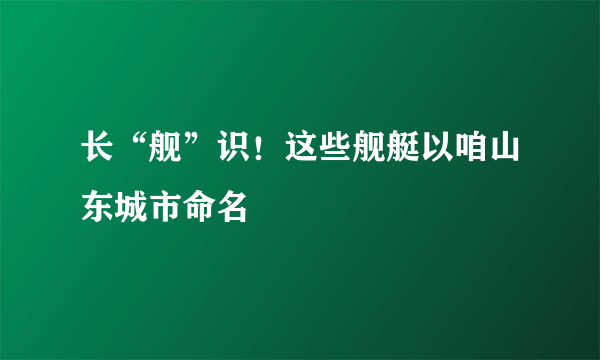 长“舰”识！这些舰艇以咱山东城市命名