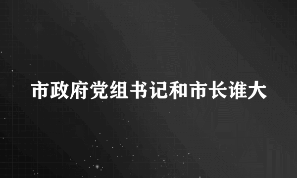 市政府党组书记和市长谁大