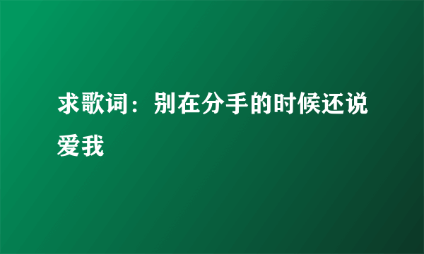 求歌词：别在分手的时候还说爱我