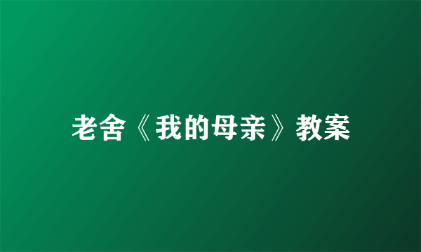 老舍《我的母亲》教案