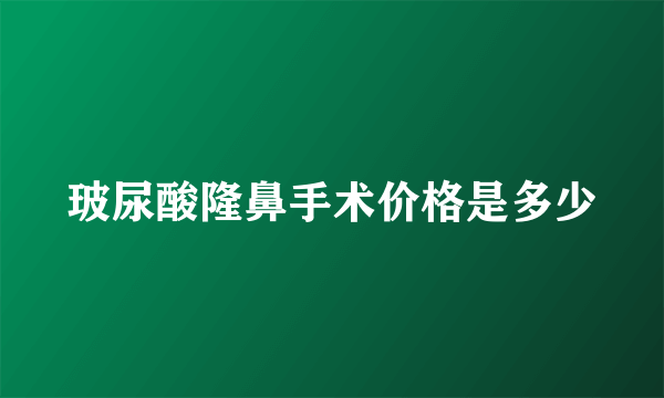 玻尿酸隆鼻手术价格是多少