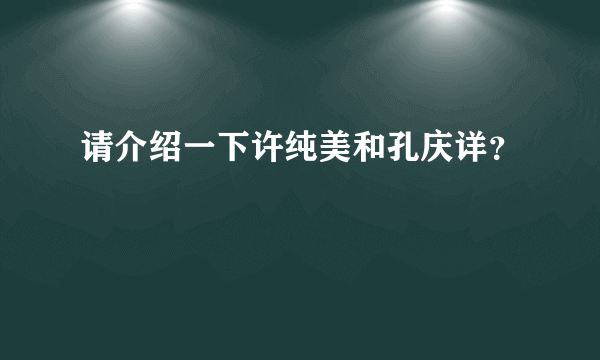 请介绍一下许纯美和孔庆详？