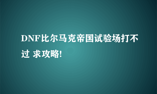 DNF比尔马克帝国试验场打不过 求攻略!