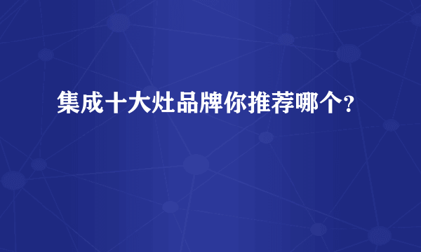 集成十大灶品牌你推荐哪个？