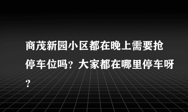 商茂新园小区都在晚上需要抢停车位吗？大家都在哪里停车呀？