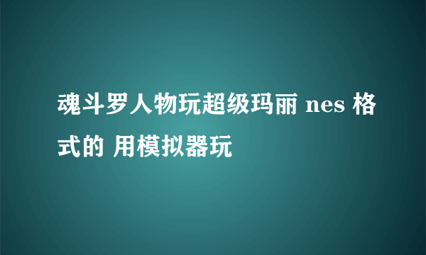 魂斗罗人物玩超级玛丽 nes 格式的 用模拟器玩