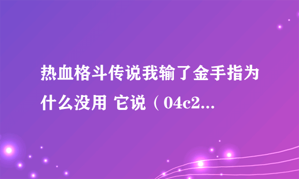 热血格斗传说我输了金手指为什么没用 它说（04c2-02-ffff之类的金手指） 是不合法的金手