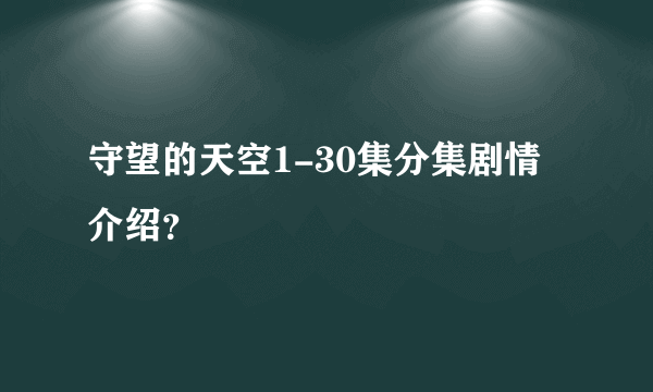 守望的天空1-30集分集剧情介绍？