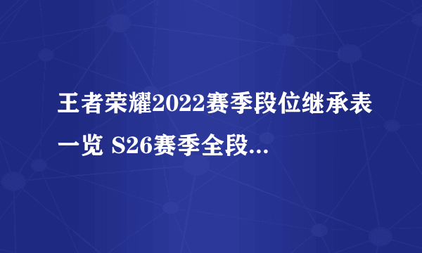 王者荣耀2022赛季段位继承表一览 S26赛季全段位继承表