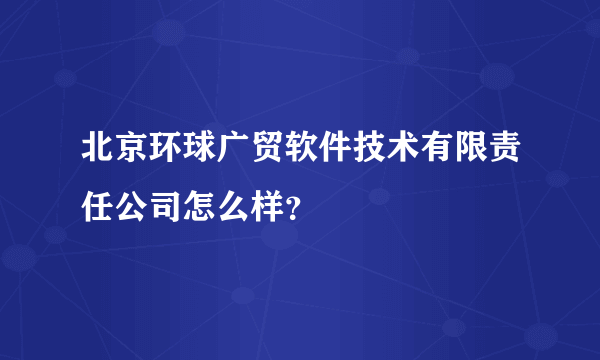 北京环球广贸软件技术有限责任公司怎么样？