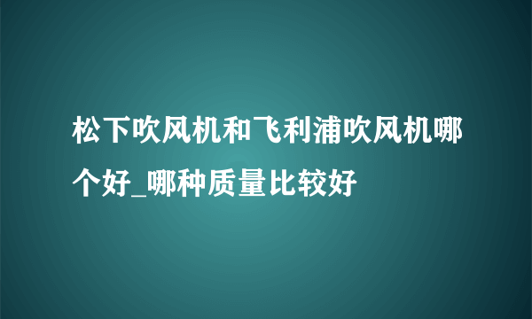 松下吹风机和飞利浦吹风机哪个好_哪种质量比较好