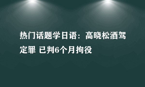 热门话题学日语：高晓松酒驾定罪 已判6个月拘役