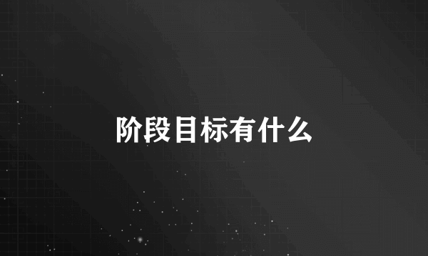 阶段目标有什么