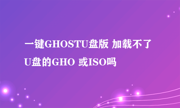 一键GHOSTU盘版 加载不了U盘的GHO 或ISO吗