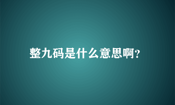 整九码是什么意思啊？