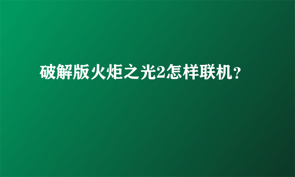 破解版火炬之光2怎样联机？