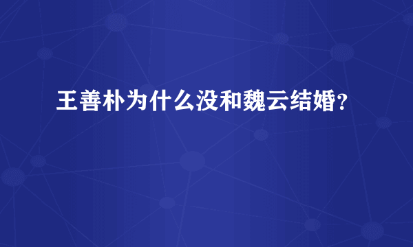 王善朴为什么没和魏云结婚？