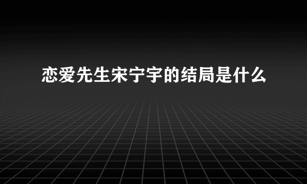 恋爱先生宋宁宇的结局是什么