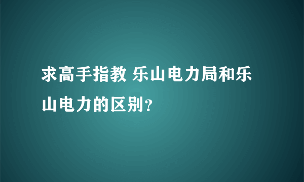 求高手指教 乐山电力局和乐山电力的区别？