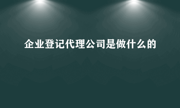 企业登记代理公司是做什么的