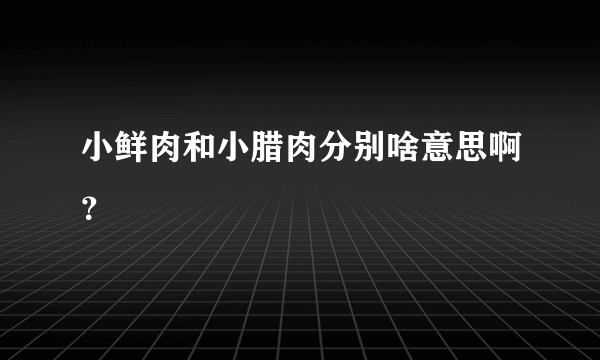 小鲜肉和小腊肉分别啥意思啊？